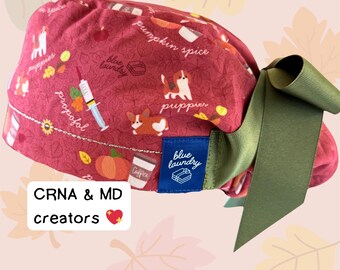 Pumpkin Spice, Puppies, and Propofol Scrub Hat | for anesthesiologists, CRNAs, coffee lovers, nurse anesthetists, anesthesiology assistants