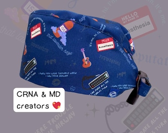 Men's Anesthesia Scrub Hat | for anesthesiologists, CRNAs, nurse anesthetists, anesthesia assistants, blue laundry