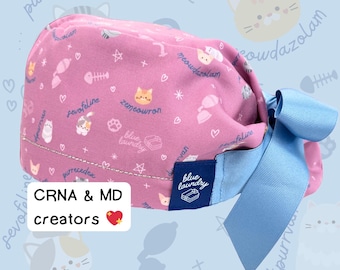 Cat Anesthesia Scrub Hat | for anesthesiologists, CRNAs, nurse anesthetists, anesthesiology assistants, cat mama