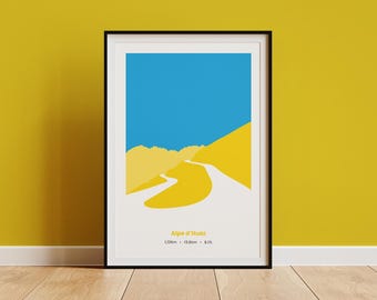 Alpe d Huez Le Tour Cycling printable Poster Alp Huez Classic Cycling Poster poster TDF Alp d’Huez mountain Le Tour Alpe d’Huez France climb
