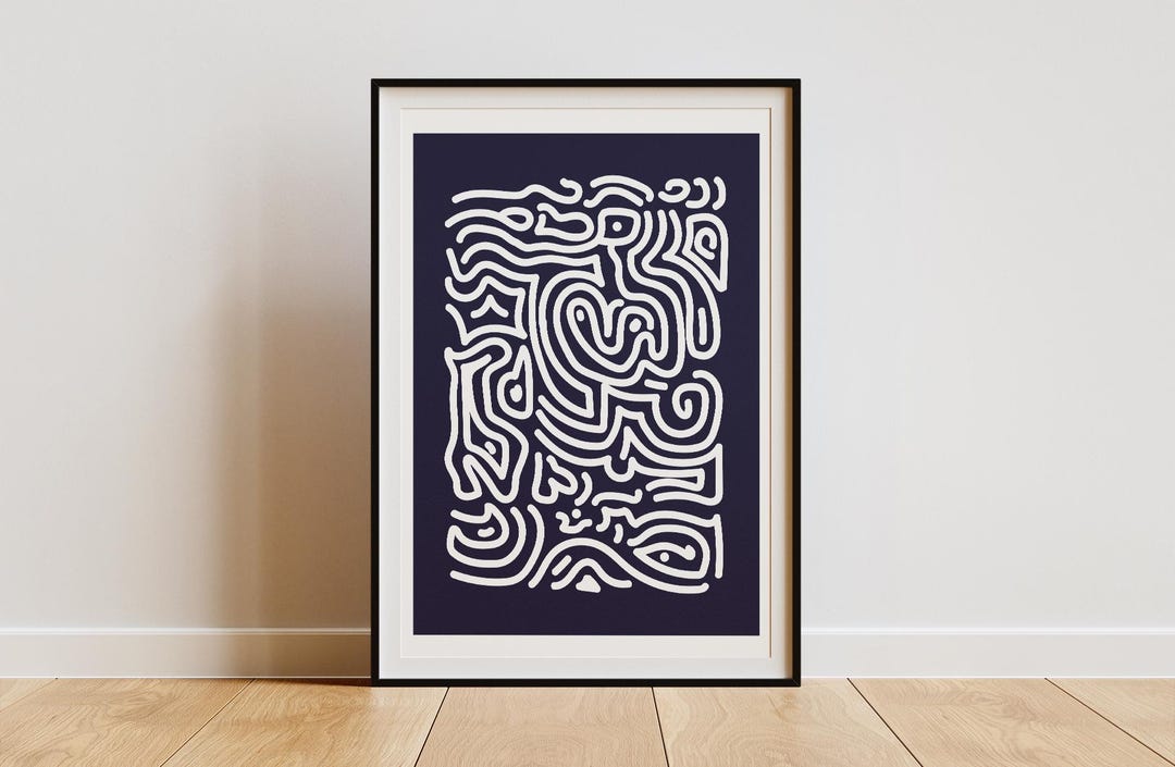 Squiggle Printable Poster Doodle Maze Print Freehand Illustration ...