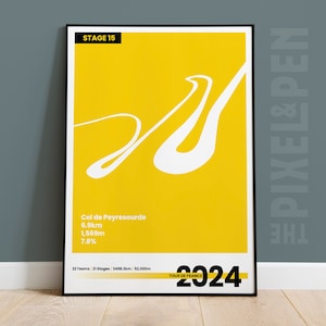 Póster del Tour de Francia 2024 Col de Peyresourde TDF2024 Póster Col-de-Peyresourde Etapa de montaña Arte mural Póster de montaña