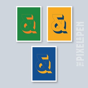 Cartazes e pôsteres gráficos de letras Ampersand, arte de parede tipográfica moderna, design moderno e moderno, pôster gráfico tipo A4 e A3, decoração de arte para escritório