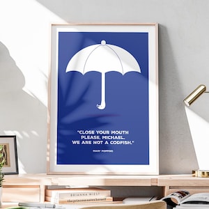 Mary Poppins We are not a codfish Movie quote Classic Poster Mary Poppins Umbrella Digital download Film Poster Mary Poppins Movie