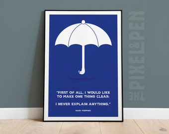 Mary Poppins Quote Poster: Trendy Umbrella Graphic (Digital Download) A4 Poster A3