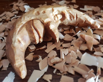 Hand Carved Sleeping Moon Ornament