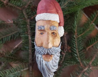 Hand Carved Santa Ornament