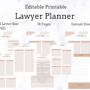 Lawyer Planner 2025 | Attorney Daily Organizer | Legal Case Tracker, Client Meetings, Deadlines, To-Do List | Printable Digital Download