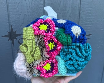 Crochet Coral Reef Tissue Box | Crochet Tissue Box Cover | Ocean Aesthetic | Housewarming Gift | Ready to ship
