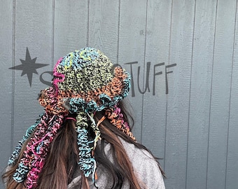 Crochet Jellyfish Hat | Dead Sea Specter Hat | Ocean Rave Accessory | Dark Siren Bucket Hat | Blacklight Abyss Jellyfish | Ready to ship