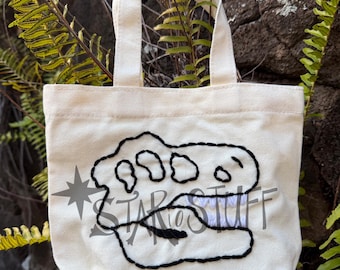 Dinosaur Fossil Bag | Dino skeleton Tote Bag | Fossil Lover Bag | Dinosaur Aesthetic | Crochet Geode | Naturecore | Ready to ship