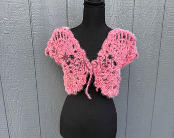 Crochet Butterfly Shrug: Lacy Rose Cardigan, Fairycore Coquette