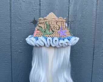 Crochet Sandcastle Hat | Mermaidcore Beach Bucket Hat | Summer Hat | Sandcastle Bucket Hat | Ready to Ship