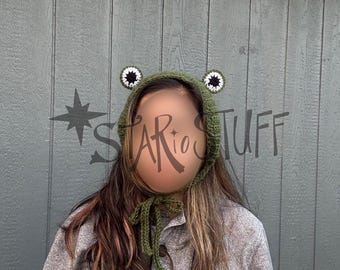 Crochet Frog Ear Warmer | Crochet Frog Headband | Frogcore Aesthetic | Whimsical Accessory | Ready to ship