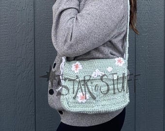 Crochet Kawaii Sakura Mini Messenger Bag | Crochet Sakura Purse | Japanese Fashion | Coquette Aesthetic | Cherry Blossom Bag | Ready to ship