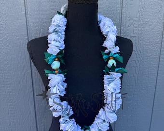 Frosted Rose Lei | Handmade Lei | ʻUlei Lei | Winter Rose Ribbon Lei | Hawaiian Lei | Graduation Lei | Special Occasion Gifts |Ready to ship