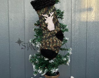 Crochet Camouflage Christmas Stocking: Rustic Deer Hunting Decor