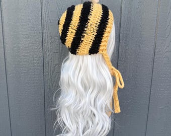 Crochet Bee Bonnet Hat | Crochet Bee Hat | Spring Aesthetic | Costume Piece | Whimsical Accessory | Ready to ship