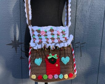 Crochet Gingerbread House Bag | Gingerbread Purse | Christmascore Aesthetic | Holiday Accessory | Crochet Christmas Purse | Ready to ship