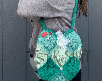 Mini Crochet Caterpillar Bag | Crochet Caterpillar Purse | Classy Flower Granny Square Bag | Whimsical Accessory | Ready to ship