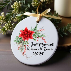 Gepersonaliseerd net getrouwd ornament kerstster bruiloft ornament pasgetrouwd kersthuwelijkscadeau gepersonaliseerd kerstcadeau aandenken