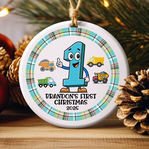 Personalized baby&#39;s first christmas Ornament Gift for parents souvenir keepsake truck ornament