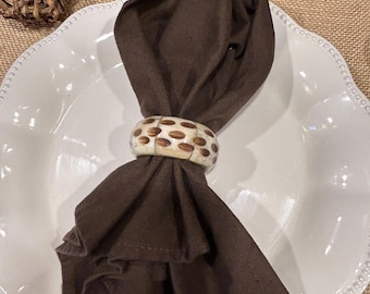 Vintage napkin rings resin and brass napkin rings boho retro dot napkin holders earthy tone all season napkin rings unique napkin ring gift