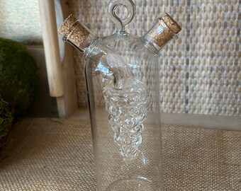 Vintage oil and vinegar dispenser grape shaped vinegar cruet Italian glass oil vinegar server unique collectible double chamber glass cruet