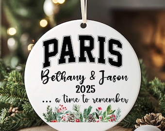 Personalized Paris Ornament Gift for Couple souvenir honeymoon gift Paris lover gift vacation anniversary gift Wedding keepsake ornament