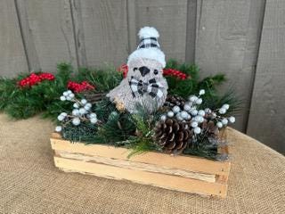 Owl arrangement on crate Christmas owl decor entryway decor kitchen island coffee table thank you gi