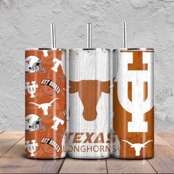 Tumbler wrap longhorns 20oz skinny straight tampered png, full tumbler designs, high resolution 300 dpi