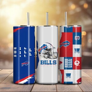 Tumbler Wrap Bills American Football Team Sublimation Design 20 oz Skinny PNG High Resolution 300 DPI Digital Download