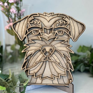 Large Schnauzer 3D Wooden Head, Layered Mandala — Perfect for Dog Lovers, Dog Moms, & Dog Dads; Schnauzer Decor, Schnauzer Art