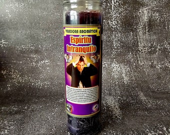 Espiritu Intranquilo Spell Candle, Uneasy Spirit Prepared Ritual Candle, Intranquil Spirit Glass Candle, Love Spell candle
