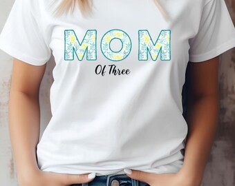 Camisa Mom, camisa mamá, camiseta floral, camiseta  mamá de 3 hijos, camiseta regalo mamá, camiseta diseño Mom,