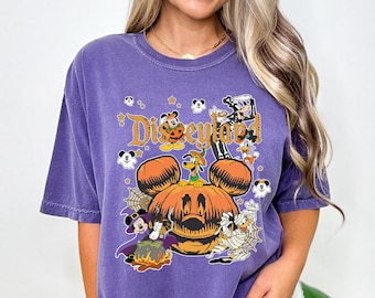 Comfort Color Retro Disneyland T-Shirt,Mickey and Friends Halloween T-Shirt,Halloween Pumpkin  Shirt,Disneyland Halloween,Gift for Halloween