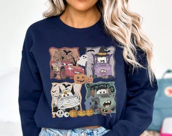 Halloween Cars Movie Characters Sweatshirt;Disneyland Sweater,Trick or Treat Gifts