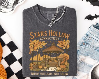 Camiseta Comfort Color Stars de Halloween, camiseta de otoño, camiseta de calabaza, camiseta de festival de otoño, camiseta acogedora de otoño, regalo para Halloween, camiseta de libros