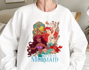 The Little Mermaid Sweatshirt,Ariel Mermaid Sweatshirt,Disney Ariel Sweatshirt,Retro Ariel The Little Mermaid Sweater,Disney Princess Sweat