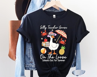Last Day of School Teacher Goose T-Shirt,Schools Out For Summer T-Shirt,End of Year Teacher TShirt,Funny Summer Teacher Tee,Gift for Teacher
