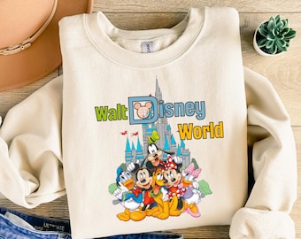 Retro Walt Disneyworld Sweatshirt,Mickey And Friends Sweatshirt,Disney 2025 Trip,Family Vacation Sweatshirt,Walt Disney Sweatshirt