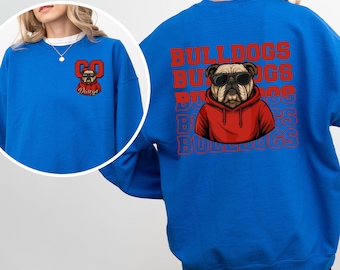Bulldogs Sweatshirt;Gameday Macot Graphic Sweater,Unisex Animal Lover Sport Sweat,School Spirit Gift,