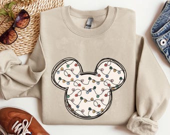 Christmas light Mickey Mouse Shirt, Mickey head T-shirt, Christmas Light Sweatshirt, Disney Mickey head Shirt, Disney Christmas light Shirt