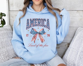 Coquette 4th Of July Hoodie, Retro America Hoodie, 4th Of July Hoodie, America Hoodie, Patriotic Hoodie, American Flag, Independence Day