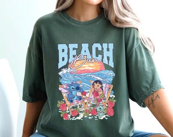 Comfort Color Blue Cartoon Beach Bum T-Shirt,Retro Summer T-Shirt,Magical Summer T-Shirt,Beach Vibes Shirt,Family Vacation Tee,Gift for Kids