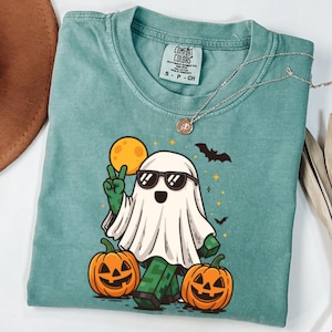 Comfort Color Halloween Pixelated Gamer Tshirt;Fall Pumpkin Shirts for Kids,MineC Tee
