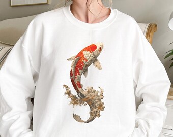 Retro Japanese Koi Fish Sweatshirt,Japanese Street Wear,Japanese calligraphy,Koi Fish Sweatshirt,Koi carper Japan Sweatshirt,Tokyo Style