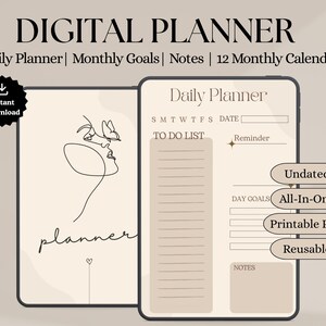 Digital Planner, Undated iPad & Android Planner Bundle, GoodNotes Calendar, Daily planning and Monthly Goals Journal , Notebooks 2026 2027