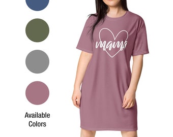Robe t-shirt - Mama Heart - Tailles XXS à 6XL - Cadeau pour maman - Vêtements pour femmes - Vêtements décontractés tendance - T-shirt long