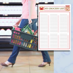 Grocery List Printable Template, Kitchen Organization Template, A4, A5 ...